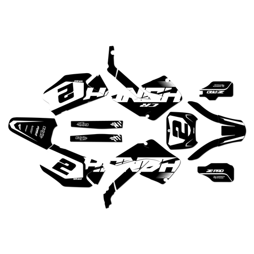 honda cr125 graphics kit 2000-2001 flight series white