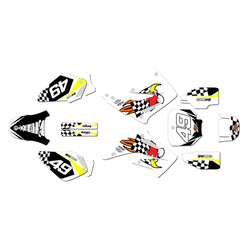 honda cr85 graphics kit 2003-2014 pecker series white