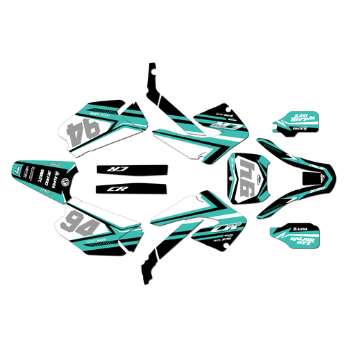 honda cr125 graphics kit 2000-2001 imperator series teal