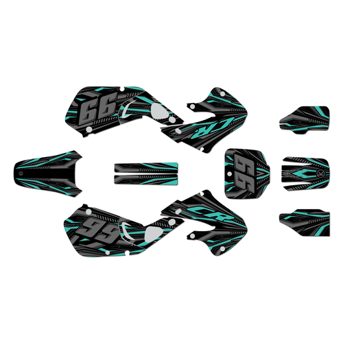 honda cr125 graphics kit 1998-1999 prime series teal