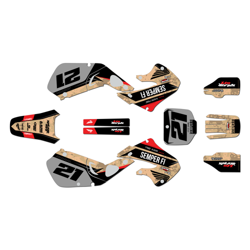 honda cr125 graphics kit 1998-1999 semper series tan