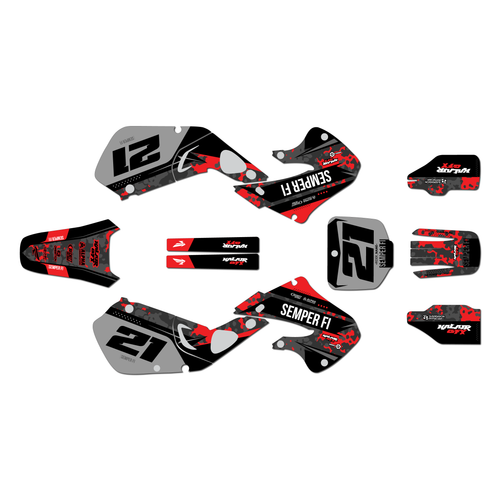 honda cr125 graphics kit 1998-1999 semper series red