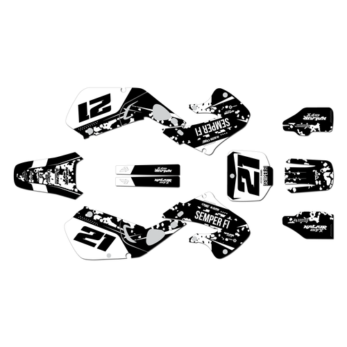 honda cr125 graphics kit 1998-1999 semper series white