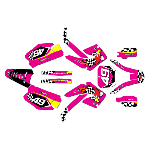 honda cr125 graphics kit 2000-2001 pecker series magenta