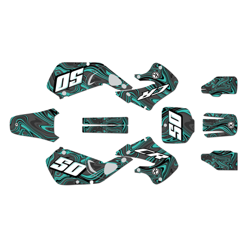 honda cr125 graphics kit 1998-1999 snagged series teal