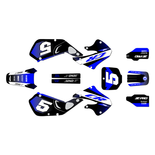 honda cr125 graphics kit 1998-1999 turbo series blue