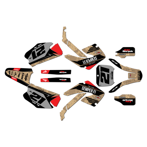 honda cr125 graphics kit 2000-2001 semperfi series tan