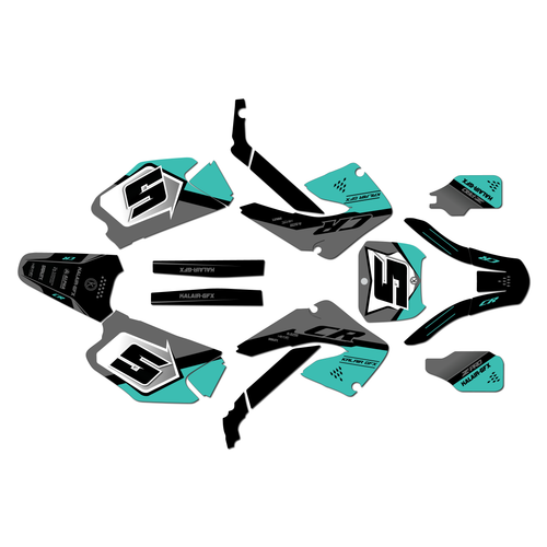 honda cr125 graphics kit 2000-2001 venom series teal