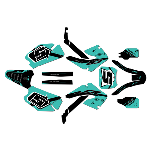 honda cr125 graphics kit 2000-2001 venom series teal-shift
