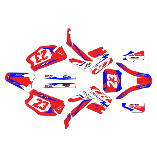 honda cr250 graphics kit 2000-2001 evader series red-blue