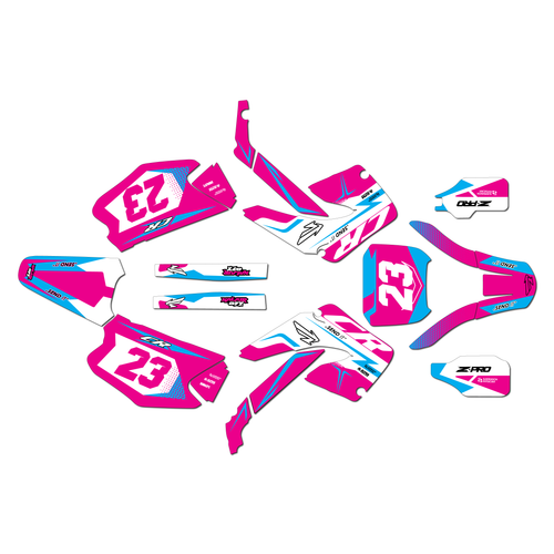 honda cr250 graphics kit 2000-2001 evader series magenta-cyan