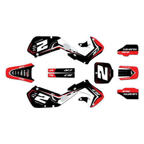 honda cr250 graphics kit 1997-1999 lightning series red
