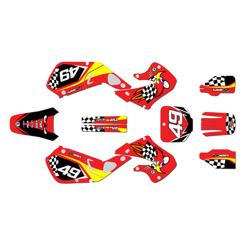 honda cr250 graphics kit 1997-1999 pecker series red