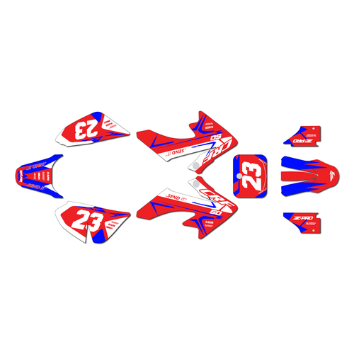 honda crf50 graphics kit 2004-2012 evader series blue-red