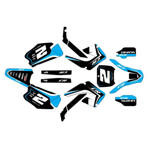 honda cr250 graphics kit 2000-2001 lightning series cyan
