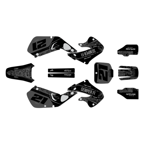 honda cr250 graphics kit 1997-1999 semper series smoke