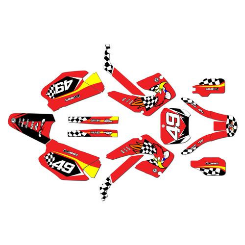 honda cr250 graphics kit 2000-2001 pecker series red