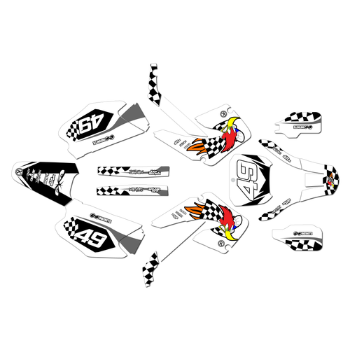 honda cr250 graphics kit 2000-2001 pecker series white