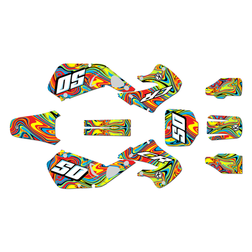 honda cr250 graphics kit 1997-1999 snagged series krazy