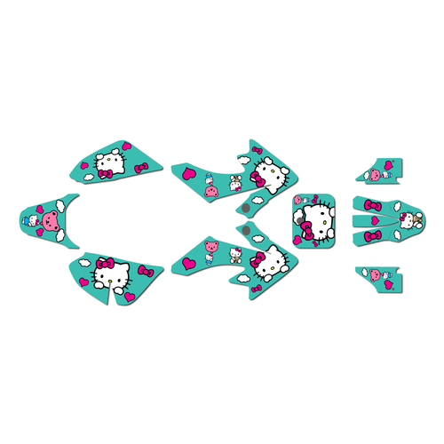 honda crf50 graphics kit 2004-2012 meow series teal
