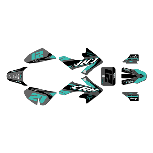 honda crf50 graphics kit 2004-2012 og series teal