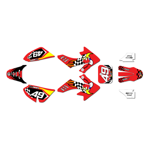 honda crf50 graphics kit 2004-2012 pecker series red