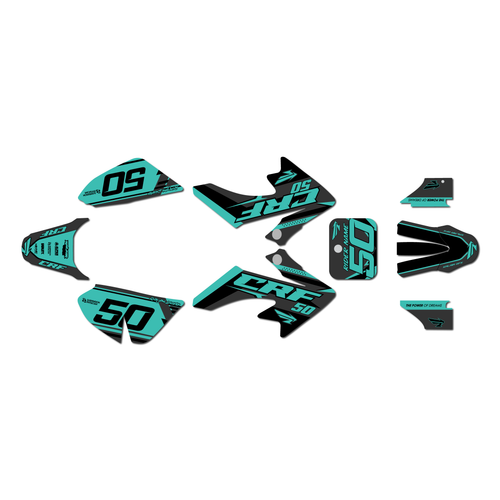 honda crf50 graphics kit 2013-2026 evo series teal-shift