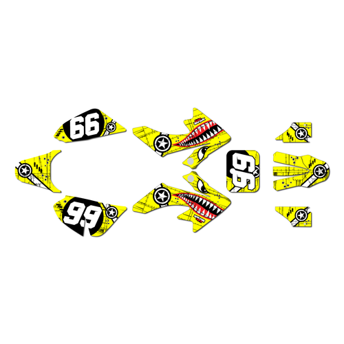 honda crf50 graphics kit 2004-2012 predator series yellow