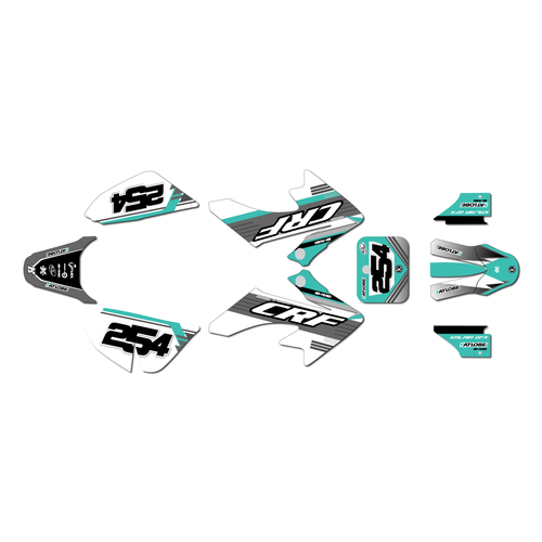 honda crf50 graphics kit 2004-2012 redeemer series teal