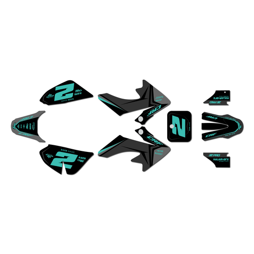 honda crf50 graphics kit 2013-2026 lightning series teal-shift