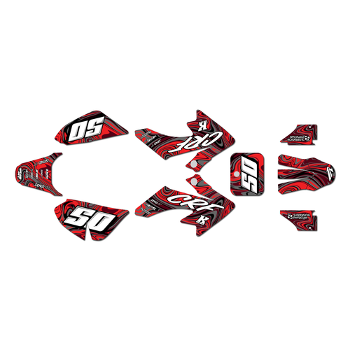 honda crf50 graphics kit 2004-2012 snagged series red