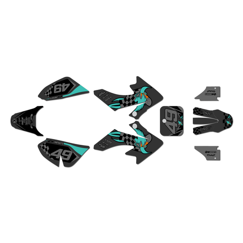 honda crf50 graphics kit 2013-2026 pecker series teal-shift