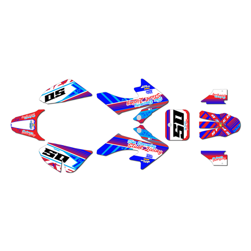 honda crf50 graphics kit 2004-2012 split series red-blue