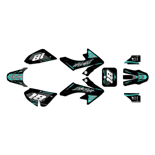 honda crf50 graphics kit 2013-2026 rebel series teal