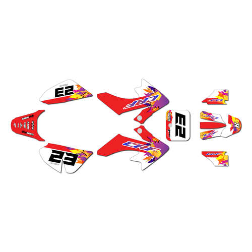 honda crf50 graphics kit 2004-2012 throwback series red