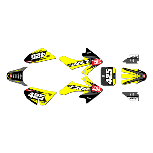 honda crf50 graphics kit 2013-2026 screech series yellow