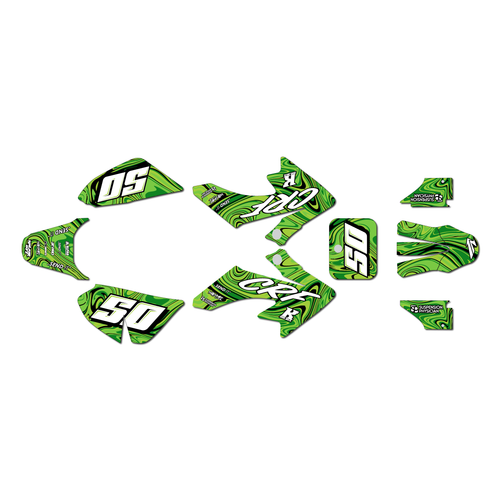honda crf50 graphics kit 2013-2026 snagged series green