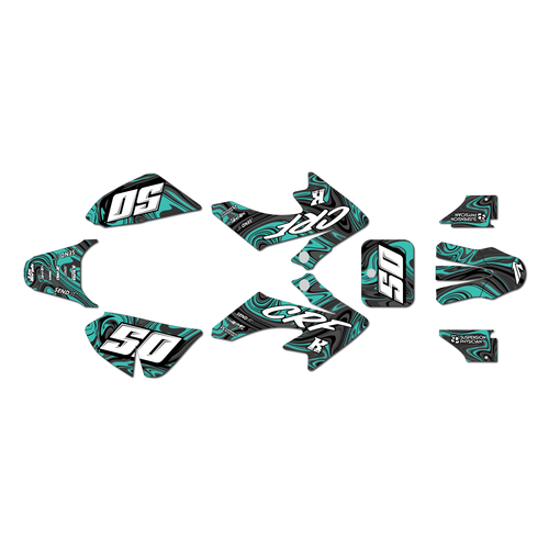 honda crf50 graphics kit 2013-2026 snagged series teal