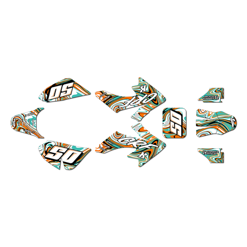 honda crf50 graphics kit 2013-2026 snagged series orange