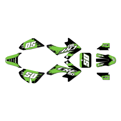 honda crf50 graphics kit 2013-2026 splash series green
