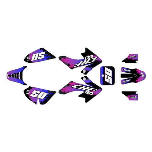 honda crf50 graphics kit 2013-2026 splash series magenta-fade