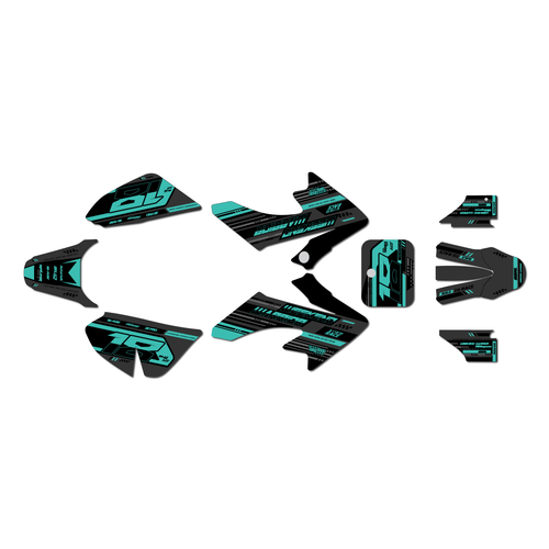 honda crf50 graphics kit 2013-2026 warrior series teal-shift
