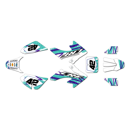 honda crf50 graphics kit 2013-2026 whiplash series teal