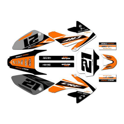 honda crf80 graphics kit 2004-2010 crew series orange