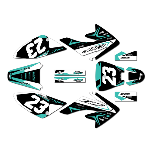 honda crf70 graphics kit all years evader series teal