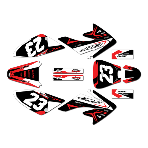 honda crf70 graphics kit all years evader series red-black