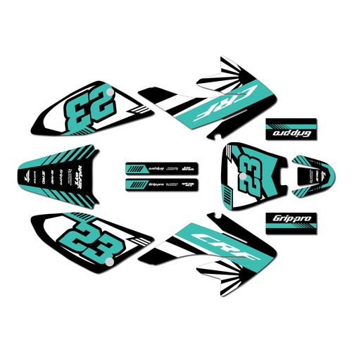 honda crf70 graphics kit all years fasthouse series teal