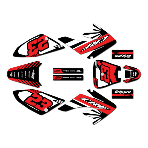 honda crf70 graphics kit all years fasthouse series red-black-1