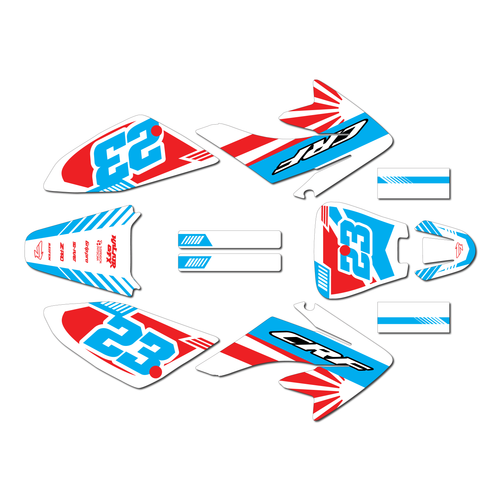 honda crf70 graphics kit all years fasthouse series white-red-blue