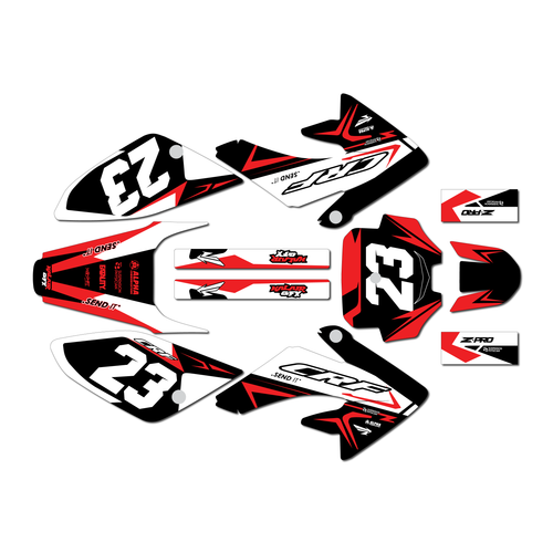 honda crf80 graphics kit 2004-2010 evader series red